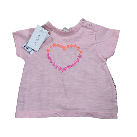 Everbloom Baby 6 Months Pink Embroidered Flower Heart Billy Tee Shirt New - Picture 1 of 9